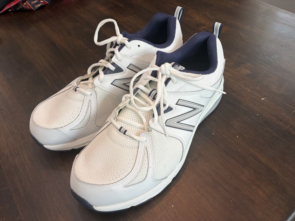New Balance MX857WN2 Men’s 15 WIDE 4E White Blue Training Shoes BRAND NEW w Box